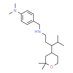 ChemSpider 2D Image | 4-({[3-(2,2-Dimethyltetrahydro-2H-pyran-4-yl)-4-methylpentyl]amino}methyl)-N,N-dimethylaniline | C22H38N2O