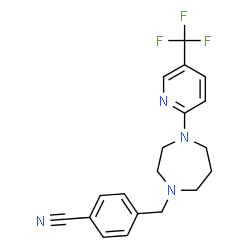 ChemSpider 2D Image | 4-({4-[5-(Trifluoromethyl)-2-pyridinyl]-1,4-diazepan-1-yl}methyl)benzonitrile | C19H19F3N4