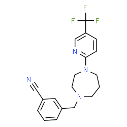 ChemSpider 2D Image | 3-({4-[5-(Trifluoromethyl)-2-pyridinyl]-1,4-diazepan-1-yl}methyl)benzonitrile | C19H19F3N4
