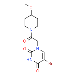 ChemSpider 2D Image | 5-Bromo-1-[2-(4-methoxy-1-piperidinyl)-2-oxoethyl]-2,4(1H,3H)-pyrimidinedione | C12H16BrN3O4