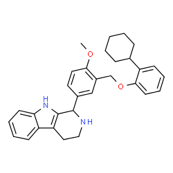 ChemSpider 2D Image | 1-{3-[(2-Cyclohexylphenoxy)methyl]-4-methoxyphenyl}-2,3,4,9-tetrahydro-1H-beta-carboline | C31H34N2O2