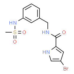 ChemSpider 2D Image | 4-Bromo-N-{3-[(methylsulfonyl)amino]benzyl}-1H-pyrrole-2-carboxamide | C13H14BrN3O3S