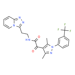 ChemSpider 2D Image | 2-{3,5-Dimethyl-1-[3-(trifluoromethyl)phenyl]-1H-pyrazol-4-yl}-2-oxo-N-[2-([1,2,4]triazolo[4,3-a]pyridin-3-yl)ethyl]acetamide | C22H19F3N6O2