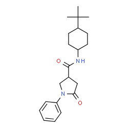 ChemSpider 2D Image | N-[4-(2-Methyl-2-propanyl)cyclohexyl]-5-oxo-1-phenyl-3-pyrrolidinecarboxamide | C21H30N2O2
