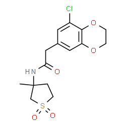 ChemSpider 2D Image | 2-(8-Chloro-2,3-dihydro-1,4-benzodioxin-6-yl)-N-(3-methyl-1,1-dioxidotetrahydro-3-thiophenyl)acetamide | C15H18ClNO5S