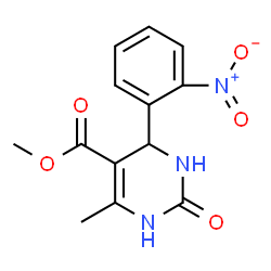ChemSpider 2D Image | Methyl 6-methyl-4-(2-nitrophenyl)-2-oxo-1,2,3,4-tetrahydro-5-pyrimidinecarboxylate | C13H13N3O5