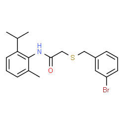 ChemSpider 2D Image | 2-[(3-Bromobenzyl)sulfanyl]-N-(2-isopropyl-6-methylphenyl)acetamide | C19H22BrNOS