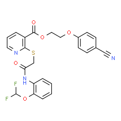 ChemSpider 2D Image | 2-(4-Cyanophenoxy)ethyl 2-[(2-{[2-(difluoromethoxy)phenyl]amino}-2-oxoethyl)sulfanyl]nicotinate | C24H19F2N3O5S