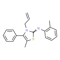 ChemSpider 2D Image | 3-Allyl-5-methyl-N-(2-methylphenyl)-4-phenyl-1,3-thiazol-2(3H)-imine | C20H20N2S
