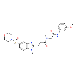 ChemSpider 2D Image | N-{2-[(3-Methoxyphenyl)amino]-2-oxoethyl}-N-methyl-3-[1-methyl-5-(4-morpholinylsulfonyl)-1H-benzimidazol-2-yl]propanamide | C25H31N5O6S