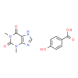 ChemSpider 2D Image | 4-Hydroxybenzoic acid - 1,3-dimethyl-3,7-dihydro-1H-purine-2,6-dione (1:1) | C14H14N4O5