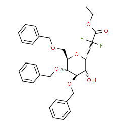 ChemSpider 2D Image | (1S)-1,5-Anhydro-3,4,6-tri-O-benzyl-1-(2-ethoxy-1,1-difluoro-2-oxoethyl)-D-glucitol | C31H34F2O7