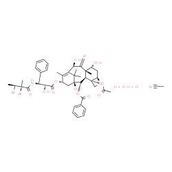 ChemSpider 2D Image | (2alpha,5beta,7alpha,10beta,13alpha)-4-Acetoxy-13-{[(2R,3S)-3-{[(2R,3S)-2,3-dibromo-2-methylbutanoyl]amino}-2-hydroxy-3-phenylpropanoyl]oxy}-1,7,10-trihydroxy-9-oxo-5,20-epoxytax-11-en-2-yl benzoate -
 acetonitrile hydrate (1:1:2) | C45H58Br2N2O15
