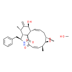ChemSpider 2D Image | (3Z,5S,6R,7S,9Z,10aS,11S,13S,13aS,14S,16aS)-14-Benzyl-6,11-dihydroxy-5,7,13-trimethyl-12-methylene-6,7,8,10a,11,12,13,13a,14,15-decahydro-2H-oxacyclododecino[2,3-d]isoindole-2,16(5H)-dione - methanol 
(1:1) | C29H39NO6