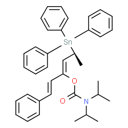 ChemSpider 2D Image | (1E,3Z,5S)-1-Phenyl-5-(triphenylstannyl)-1,3-hexadien-3-yl diisopropylcarbamate | C37H41NO2Sn