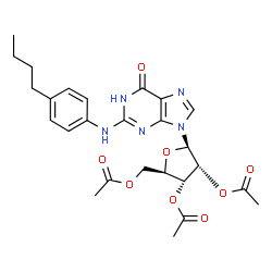 ChemSpider 2D Image | 2',3',5'-Tri-O-acetyl-N-(4-butylphenyl)guanosine | C26H31N5O8