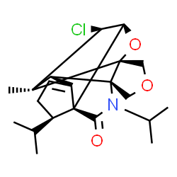 ChemSpider 2D Image | (1S,4S,8S,10S,11R,12R,17R)-11-Chloro-3,17-diisopropyl-12-methyl-6,9-dioxa-3-azahexacyclo[8.7.0.0~1,14~.0~4,8~.0~4,13~.0~8,12~]heptadec-14-en-2-one | C21H28ClNO3