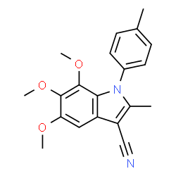 ChemSpider 2D Image | 5,6,7-Trimethoxy-2-methyl-1-(4-methylphenyl)-1H-indole-3-carbonitrile | C20H20N2O3