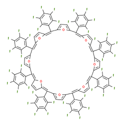 ChemSpider 2D Image | (1E,7E,17E,27E)-2,7,12,17,22,27,32,37-Octakis(pentafluorophenyl)-41,42,43,44,45,46,47,48-octaoxanonacyclo[36.2.1.1~3,6~.1~8,11~.1~13,16~.1~18,21~.1~23,26~.1~28,31~.1~33,36~]octatetraconta-1,3,5,7,9,11
,13,15,17,19,21,23,25,27,29,31,33,35,37,39-icosaene | C88H16F40O8