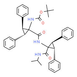 ChemSpider 2D Image | 2-Methyl-2-propanyl [(2S,3S)-1-{[(2R,3R)-1-(isopropylcarbamoyl)-2,3-diphenylcyclopropyl]carbamoyl}-2,3-diphenylcyclopropyl]carbamate | C40H43N3O4