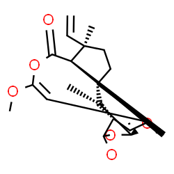 ChemSpider 2D Image | (1S,2R,3S,6R,7S,13R,15S)-10-Methoxy-2,6-dimethyl-6-vinyl-9,14,16-trioxapentacyclo[10.5.1.0~2,15~.0~3,13~.0~7,13~]octadeca-10,12(18)-diene-8,17-dione | C20H22O6