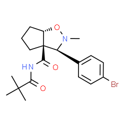 ChemSpider 2D Image | (3S,3aR,6aS)-3-(4-Bromophenyl)-N-(2,2-dimethylpropanoyl)-2-methylhexahydro-3aH-cyclopenta[d][1,2]oxazole-3a-carboxamide | C19H25BrN2O3