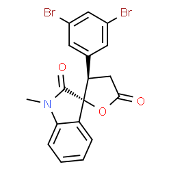 ChemSpider 2D Image | (2R,3R)-3-(3,5-Dibromophenyl)-1'-methyl-3H-spiro[furan-2,3'-indole]-2',5(1'H,4H)-dione | C18H13Br2NO3