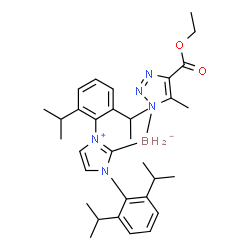 ChemSpider 2D Image | [1,3-Bis(2,6-diisopropylphenyl)-1H-imidazol-3-ium-2-yl][4-(ethoxycarbonyl)-5-methyl-1H-1,2,3-triazol-1-yl]dihydridoborate(1-) | C33H46BN5O2