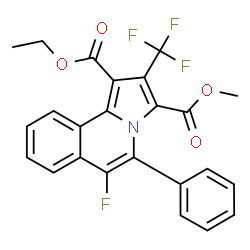 ChemSpider 2D Image | 1-Ethyl 3-methyl 6-fluoro-5-phenyl-2-(trifluoromethyl)pyrrolo[2,1-a]isoquinoline-1,3-dicarboxylate | C24H17F4NO4