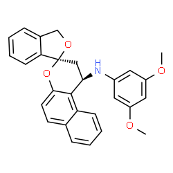 ChemSpider 2D Image | (1R,3S)-N-(3,5-Dimethoxyphenyl)-1,2-dihydro-3'H-spiro[benzo[f]chromene-3,1'-[2]benzofuran]-1-amine | C28H25NO4