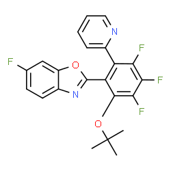 ChemSpider 2D Image | 6-Fluoro-2-{3,4,5-trifluoro-2-[(2-methyl-2-propanyl)oxy]-6-(2-pyridinyl)phenyl}-1,3-benzoxazole | C22H16F4N2O2