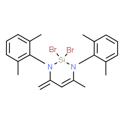 ChemSpider 2D Image | 2,2-Dibromo-1,3-bis(2,6-dimethylphenyl)-6-methyl-4-methylene-1,2,3,4-tetrahydro-1,3,2-diazasiline | C21H24Br2N2Si