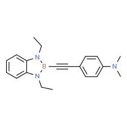ChemSpider 2D Image | 4-[(1,3-Diethyl-1,3-dihydro-2H-1,3,2-benzodiazaborol-2-yl)ethynyl]-N,N-dimethylaniline | C20H24BN3