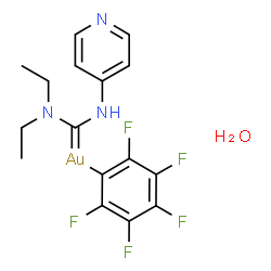 ChemSpider 2D Image | [(Diethylamino)(4-pyridinylamino)methylene](pentafluorophenyl)gold hydrate (1:1) | C16H17AuF5N3O