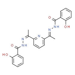 ChemSpider 2D Image | 2-Hydroxy-N'-[(1E)-1-{6-[(1Z)-N-(2-hydroxybenzoyl)ethanehydrazonoyl]-2-pyridinyl}ethylidene]benzohydrazide | C23H21N5O4