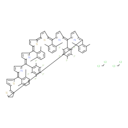 ChemSpider 2D Image | (1Z,5E,10E,15E,30E,35E)-6,16,25,35-Tetrakis(2,6-dimethylphenyl)-11,30-bis(pentafluorophenyl)-39,42,43,46-tetrathia-40,41,44,45-tetraazanonacyclo[34.2.1.1~2,5~.1~7,10~.1~12,15~.1~17,20~.1~21,24~.1~26,2
9~.1~31,34~]hexatetraconta-1,3,5,7(45),8,10,12(44),13,15,17,19,21,23,25,27,29(41),30,32,34(40),35,37-henicosaene - dichloromethane (1:2) | C84H56Cl4F10N4S4
