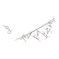 ChemSpider 2D Image | 4-[(E)-(2-Oxocycloheptylidene)methyl]benzonitrile - (1R,3R,5R,6R,8R,10R,11R,13R,15R,18R,20R,21R,23R,25R,26R,28S,30R,31R,33R,35R,38R,40R,41S,42R,43S,44R,45S,46R,47S,48R,50R,52R,53S,54R,55S,56R)-41,42,4
3,44,45,46,47,48,49,50,51,52,53,54,55,56-hexadecamethoxy-5,10,15,20,25,30,35,40-octakis(methoxymethyl)-2,4,7,9,12,14,17,19,22,24,27,29,32,34,37,39-hexadecaoxanonacyclo[36.2.2.2~3,6~.2~8,11~.2~13,16~.2
~18,21~.2~23,26~.2~28,31~.2~33,36~]hexapenta | C87H143NO41