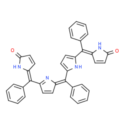 ChemSpider 2D Image | (5E)-5-[[5-[(Z)-[5-[(E)-(5-oxopyrrol-2-ylidene)-phenyl-methyl]pyrrol-2-ylidene]-phenyl-methyl]-1H-pyrrol-2-yl]-phenyl-methylene]pyrrol-2-one | C37H26N4O2