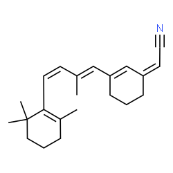 ChemSpider 2D Image | (2Z)-{3-[(1E,3Z)-2-Methyl-4-(2,6,6-trimethyl-1-cyclohexen-1-yl)-1,3-butadien-1-yl]-2-cyclohexen-1-ylidene}acetonitrile | C22H29N