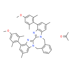 ChemSpider 2D Image | Acetone - 1,16-bis(4-methoxy-2,6-dimethylphenyl)-3,14-dimethyl-6,11-dihydrobisbenzimidazo[1,2-b:2',1'-d][2,5]benzodiazocine (1:1) | C45H46N4O3