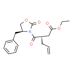 ChemSpider 2D Image | Ethyl (3R)-3-{[(4S)-4-benzyl-2-oxo-1,3-oxazolidin-3-yl]carbonyl}-5-hexenoate | C19H23NO5