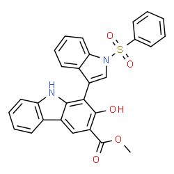 ChemSpider 2D Image | Methyl 2-hydroxy-1-[1-(phenylsulfonyl)-1H-indol-3-yl]-9H-carbazole-3-carboxylate | C28H20N2O5S