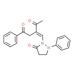 ChemSpider 2D Image | (3E)-3-[(5-Oxo-2-phenyl-1-pyrazolidinyl)methylene]-1-phenyl-1,4-pentanedione | C21H20N2O3