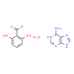 ChemSpider 2D Image | 6-Amino-3H-purin-1-ium 2,6-dihydroxybenzoate hydrate (1:1:1) | C12H13N5O5