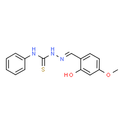 ChemSpider 2D Image | (2E)-2-(2-Hydroxy-4-methoxybenzylidene)-N-phenylhydrazinecarbothioamide | C15H15N3O2S