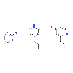 ChemSpider 2D Image | 6-Propyl-2-thioxo-2,3-dihydro-4(1H)-pyrimidinone - 2-pyrimidinamine (2:1) | C18H25N7O2S2