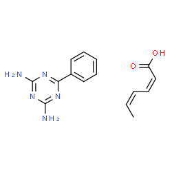 ChemSpider 2D Image | (2Z,4Z)-2,4-Hexadienoic acid - 6-phenyl-1,3,5-triazine-2,4-diamine (1:1) | C15H17N5O2