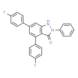 ChemSpider 2D Image | 4,6-Bis(4-fluorophenyl)-2-phenyl-1,2-dihydro-3H-indazol-3-one | C25H16F2N2O