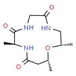ChemSpider 2D Image | (2S,9S,13R)-2,9,13-Trimethyl-1-oxa-4,7,10-triazacyclotridecane-5,8,11-trione | C12H21N3O4