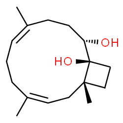 ChemSpider 2D Image | (1S,2S,5Z,9Z,12R)-5,9,12-Trimethylbicyclo[10.2.0]tetradeca-5,9-diene-1,2-diol | C17H28O2